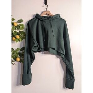 Pretty Little Thing Green Cropped Hoodie Sz M